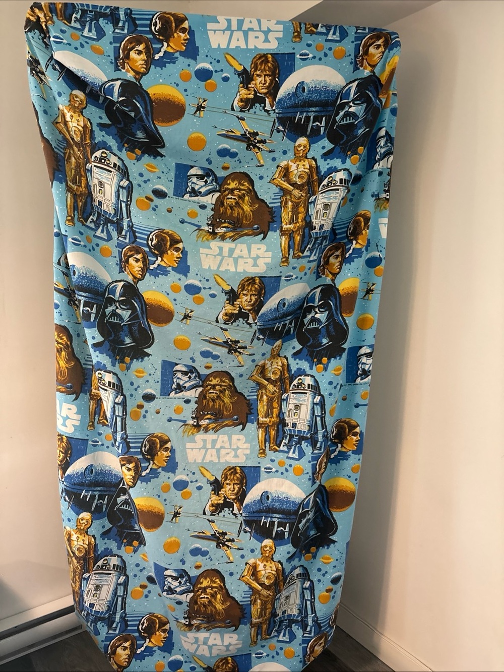 ⭐ Vintage 1977 Star Wars Twin Fitted Sheet Darth Vader R2-D2 Luke Retro